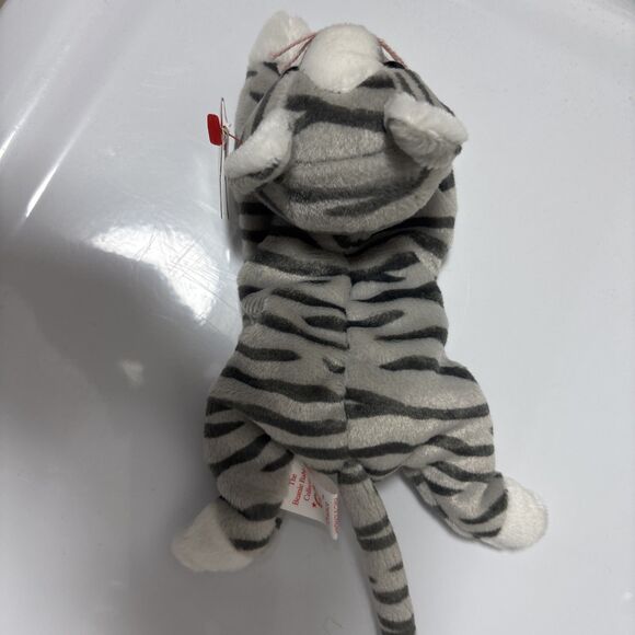 TY Beanie Baby Prance The Tabby Cat 1997 Grey Stripped Plush Stuffed Animal New - Picture 3 of 7